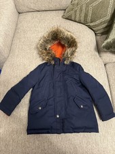 Polo Ralph Lauren Toddler Boys' Faux Fur Trim Down Parka Jacket Coat Sz 4 Navy