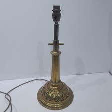 Antique Edwardian Art nouveau  Brass fluted Column Table Lamp  c1910 HEAVY 2.3kg
