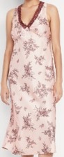 NWT Lace-Trim Satin Midi Dress Womens' Size XS Pink Floral RV $49.99 NEW