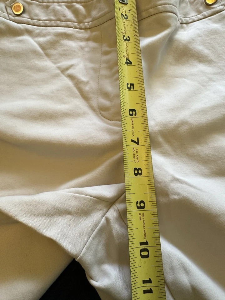 Bermudas largas RAFAELLA para mujer y mujer mezcla de algodón crema 12” entrepierna talla 8P Foto 3 de 4