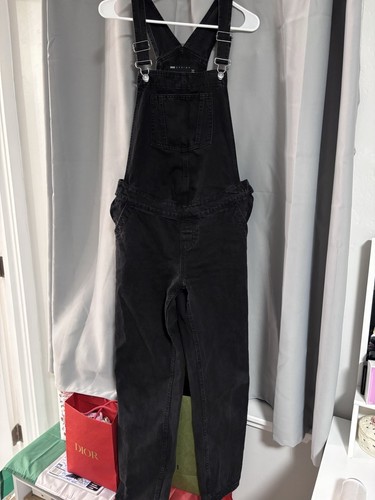 ASOS Design Denim Dungaree Washed Black Overalls Size 4 100% Cotton