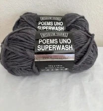 2 Skeins Poems Uno By Wisdom Yarns Superwash Wool Bulky 90 yds Color Greyness