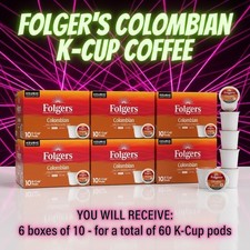 60 KCUP Folgers COLOMBIAN Coffee Pods BB Next Year 2027 June - Yummy