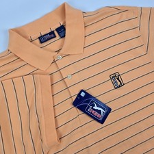 PGA TOUR Men's XL Cotton Golf Polo Shirt NWT Orange Peach Striped Logo