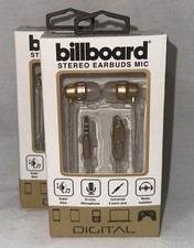 Two 2 Billboard Super Bass Stereo Earbuds W/ Mic Gold BB574