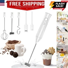 Rechargeable Milk Frother Wand 3 in 1, Handheld Drink Mixer Electric Whisk St...
