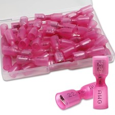 100 PCS Spade Connectors, Heat Shrink Spade Terminals 22-16 AWG, Wire Connect...