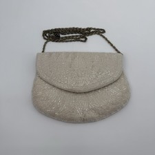 La Regale Vintage White Beaded Crossbody Formal Evening Bag
