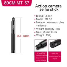 Ulanzi MT-58 Invisible Extendable Action Camera Tripod Selfie Stick Monopod 121c