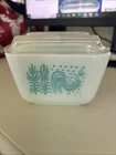 Vintage Pyrex Butterprint Turquoise Refrigerator Dish With Lid 0501 Small