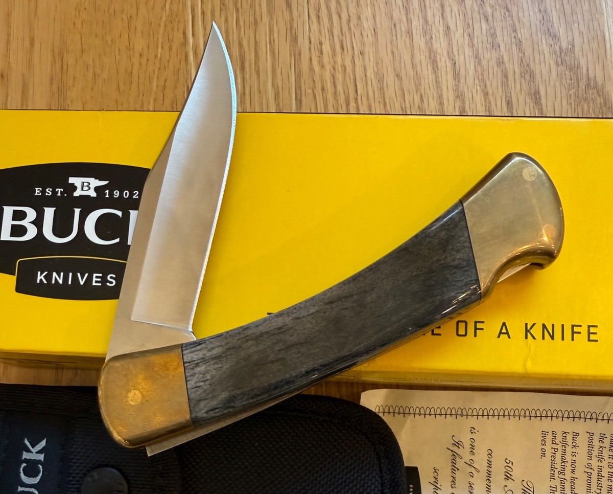 BUCK 50th ANNIVERSARY 110 SMOOTH BONE KNIFE NEVER USED IN BOX N23 