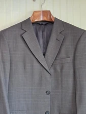 Jos A Bank Suit Mens 40R Gray 100% Wool Business Express Separates Plaid 2 Piece