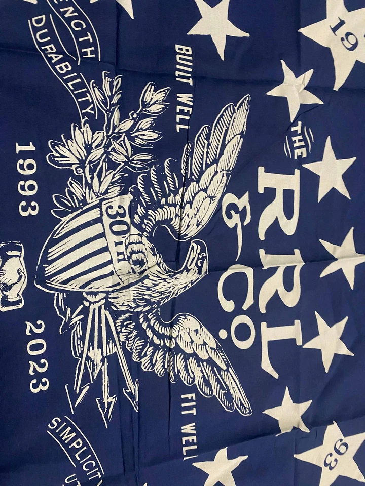 De Colección Ralph Lauren Algodón Bandana Bufanda Azul Marino Western Vintage Gráfico 30 Años Foto 2 de 4
