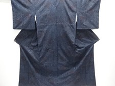 7735595: JAPANESE KIMONO / ANTIQUE KIMONO / SILK / TSUMUGI / WOVEN KIKKO  FLORA
