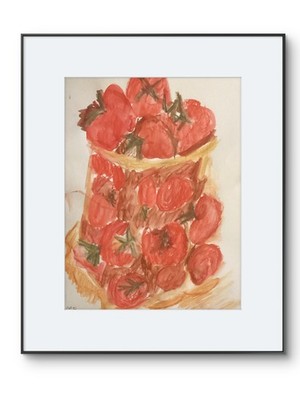 11x14 Tomato Pop Art Relaxed Kitchen Still Life Neo Colour II Pastel on Paper