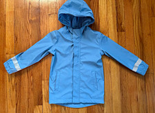 Cat  Jack Blue Hooded Rain Coat Full Zip Pockets Safety Reflectors Kids 5T