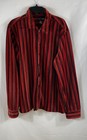 Kenneth Cole Men's Y2K Red Black Striped Velour Button Up Shirt Sz XL — photo 1