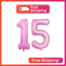 GOER Number 15 Balloons for 15th Birthday Sweet 15 Party Decorations,42 Inch Jum