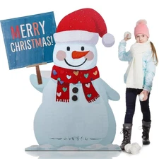 5 Feet Christmas Winter Snowman Cardboard Cutout Stand-Up Life Size Christmas...