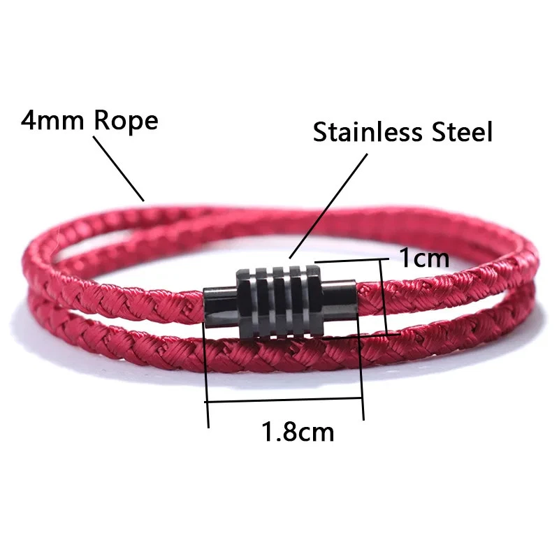 Pulsera de cuerda de quilla de acero inoxidable para hombre con cierre magnético de doble capa joyería moderna Foto 3 de 4