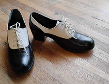 Aris Allen Vintage Women's Leather Swing Dance Shoes Spectator low heel lace up