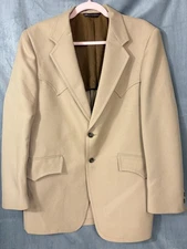 VTG 70s 80s AMERICAN CRAFTSMAN WESTERN Blazer Sport Coat Tan Jacket Sz. 42" EUC