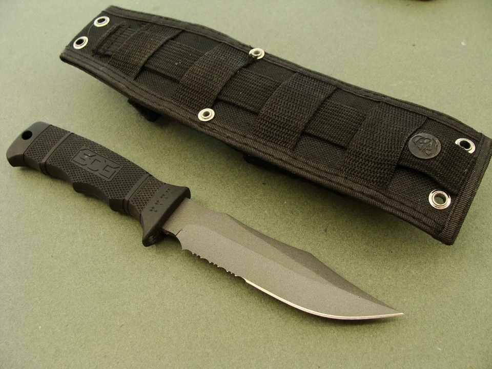 SOG Specialty Knives M37 AUS8 NAVY Seal Pup Tactical Combat Bowie Knife & Sheath - Image 2 of 4