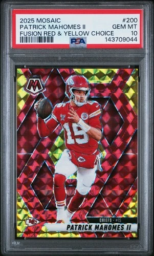 2025 PANINI MOSAIC FUSION RED & YELLOW CHOICE PATRICK MAHOMES II 64/89 PSA 10