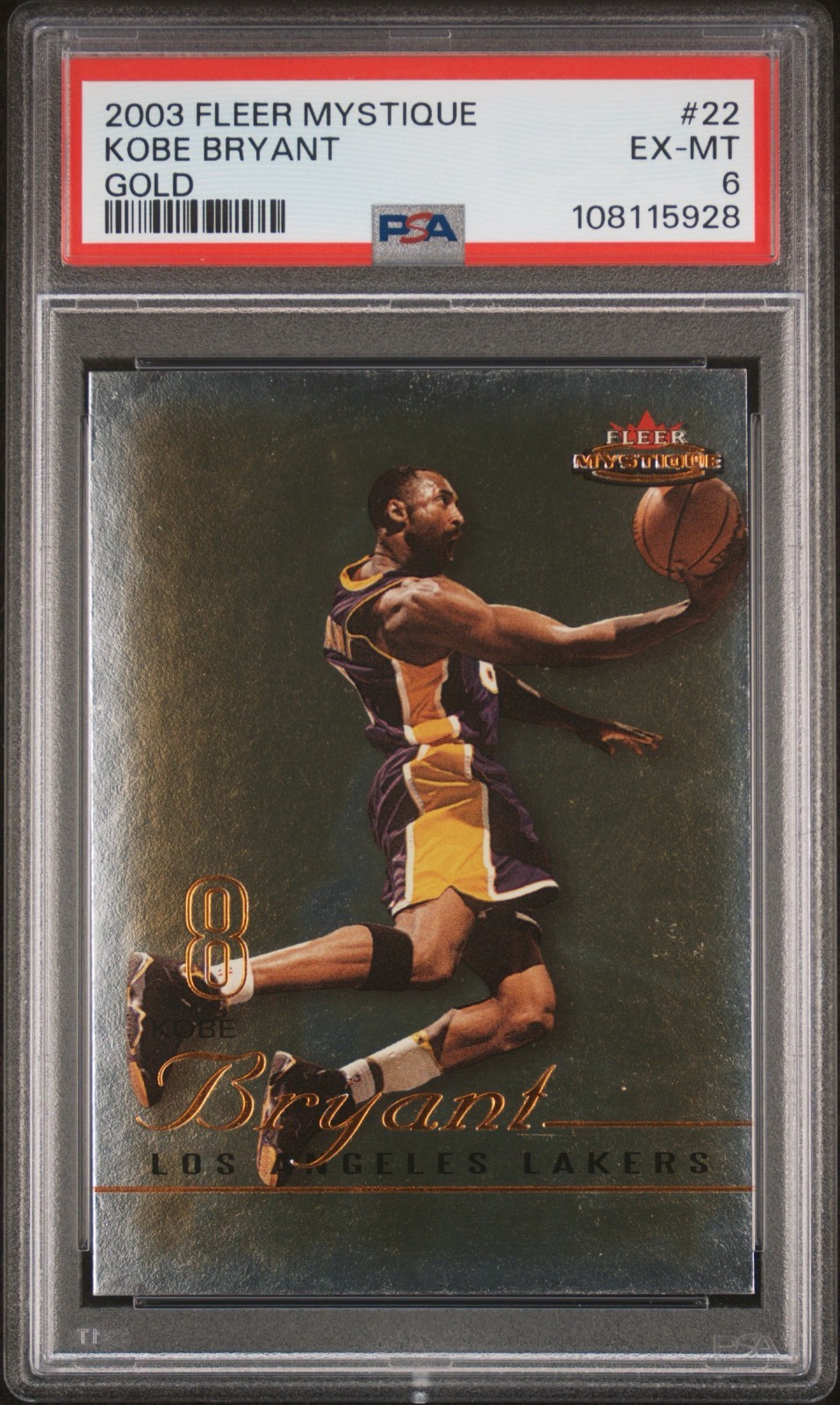 2003-04 Fleer Mystique Kobe Bryant Gold /150 #22 PSA 6 Pop 6, 5 Higher (all 7's) view 1