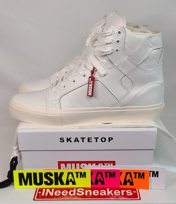 Muska Footwear Co SKATETOP Model-001 Nappa White Hi Top | MENS 12