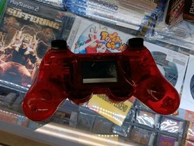 PlayStation 3 Crystal Red Clear PS3 Controller DualShock 3 Tested & Working