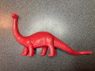 Super RARE Vintage MPC red Brontosaurus Dinosaur Plastic Toy Prehistoric Playset