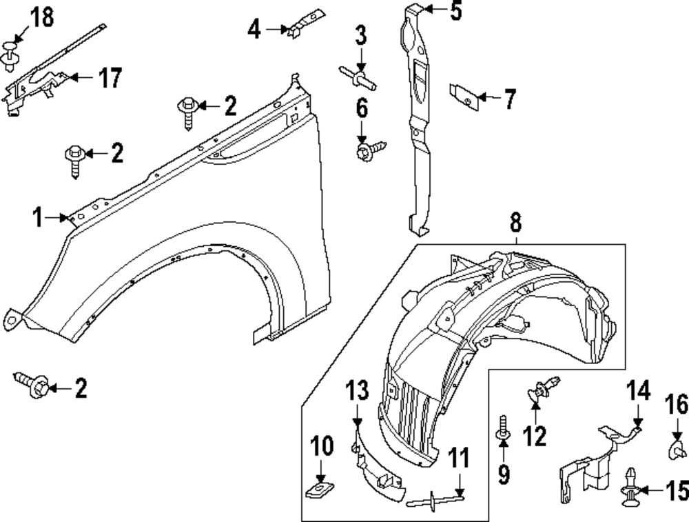 Cubierta del borde del guardafango para Ford Aviator 2020-2023 (P/N LC5Z-7802039-A)