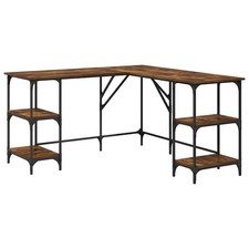 vidaXL Desk Smoked Oak 139x139x75 cm – Engineered Wood