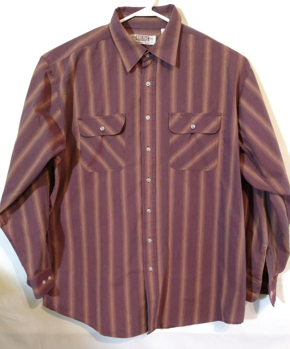 Big Mac Mens Vintage L/S Button Front Shirt XLT Multi Color Stripe