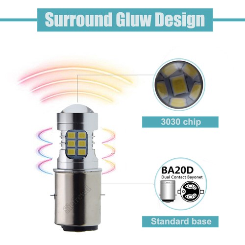 6V/12V BA20D H6 LED haz alto-bajo para motocicleta faro bombilla blanca - Imagen 3 de 10