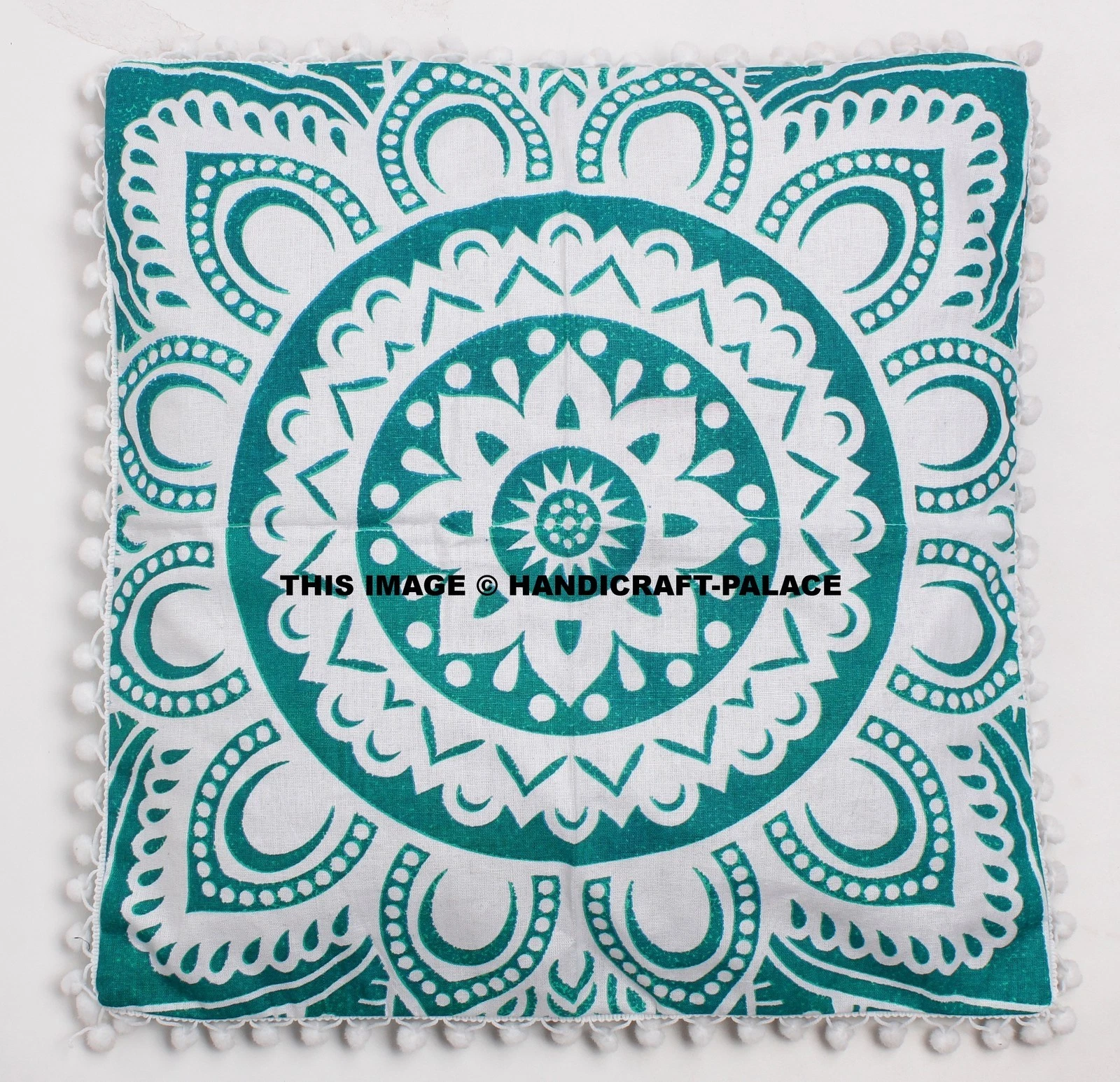 Indien Green Ombre Mandala Printed Cotton Cushion Cover Throw 16" Cushion Case