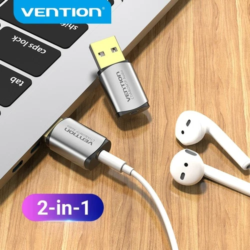 USB Audio Adapter External Stereo Sound Card 3.5mm Jack Headphone Microphone PC