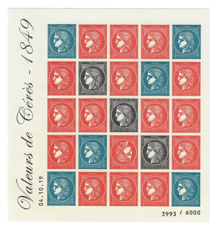 FRANCE 2019 FEUILLET Non Dentelé CERES Multicolore F5361A 6 000 ex dans un livre - Photo 2/4