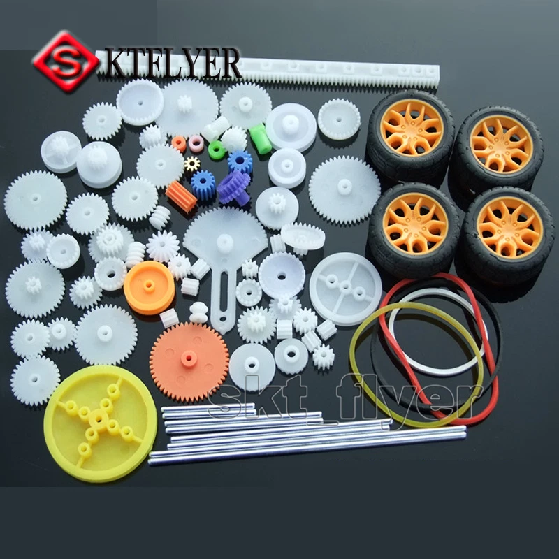 78pcs Plastic Motor Gears M0.5 Shaft Wheel Belt Robotic Model Helicopter Car - Image 3 of 4