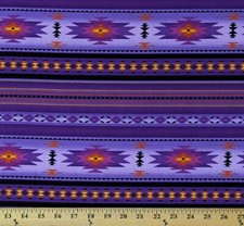 Cotton Southwestern Tuscon Purple Aztec Cotton Fabric Print by the Yard D471.50