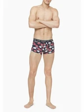 Calvin Klein Men's CK Micro Low Rise Layered Lips Trunk, Black, Size Medium