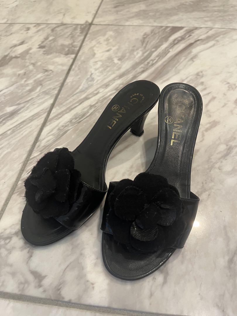 CHANEL Sandals Camellia EU 36 1/2 Black Used | eBay