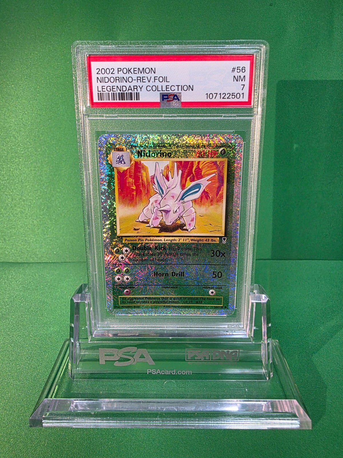 2002 POKEMON NIDORINO REVERSE FOIL LEGENDARY COLLECTION 56/110 PSA 7