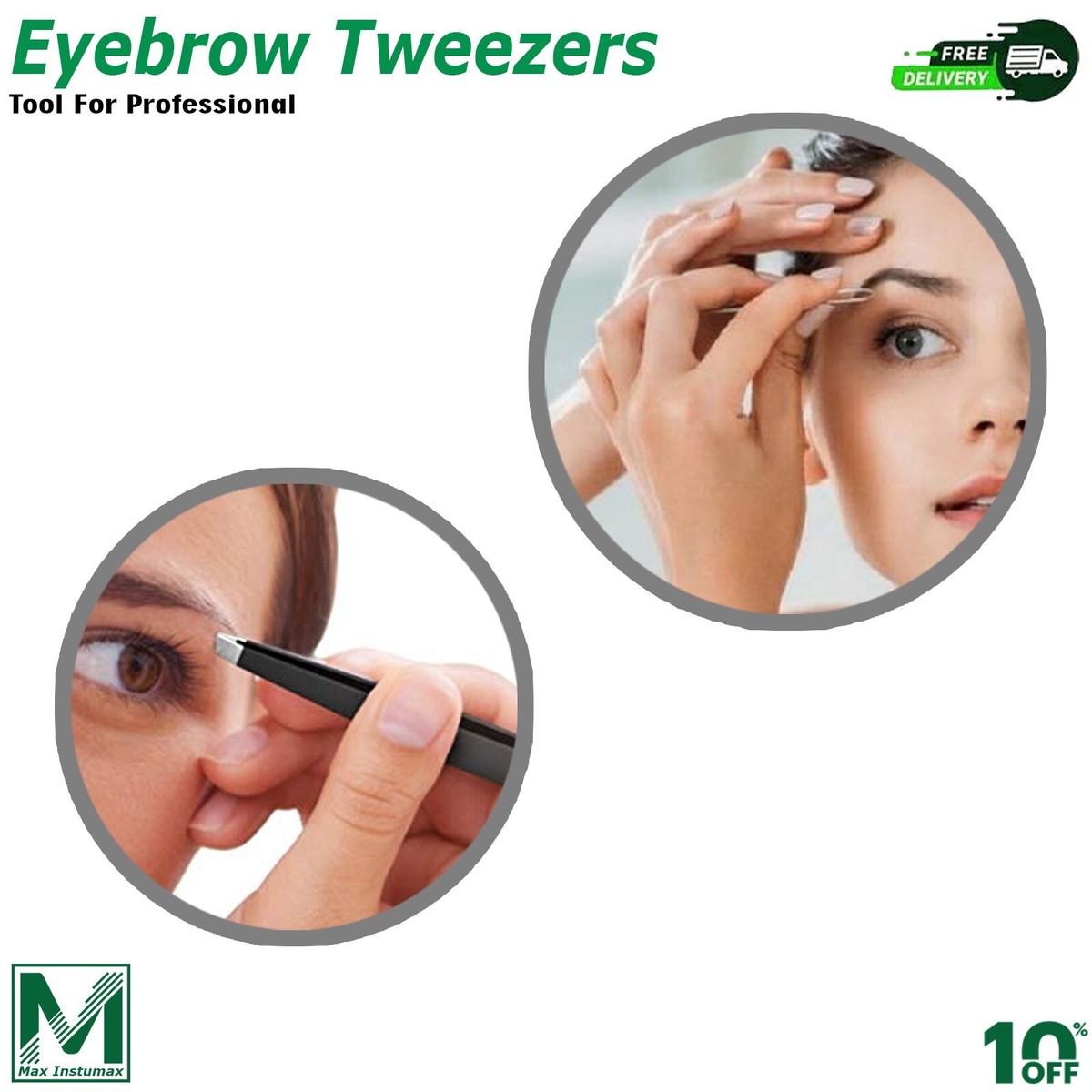 PROFESSIONAL Slant Tip TWEEZERS With Easy Scissor Handle, Great