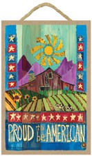 Bonito letrero de madera Proud To Be American USA Farm Ranch Homestead Country Scene L24