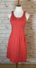 J.Crew classic red pleated sleeveless scoop neck fit and flare dress Size 6