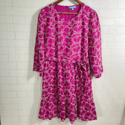 Draper James Womens Embroidered Dress size XL Hot Pink Floral Cotton NWT