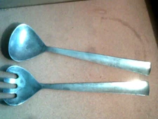 Vintage Cast  Aluminum Spoon & Fork Salad or Grill Serving Set  12" Long