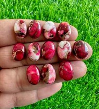 10Pcs Natural Red Copper Buffalo Turquoise 10x14MM Oval Cabochons Loose Gemstone